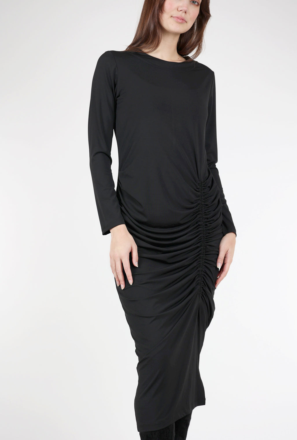 Planet Matte Gather Dress, Black 