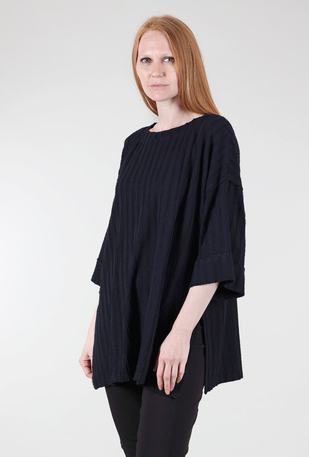 Cut Loose Frayed-Stripe Tunic, Nightsky One Size Nightsky