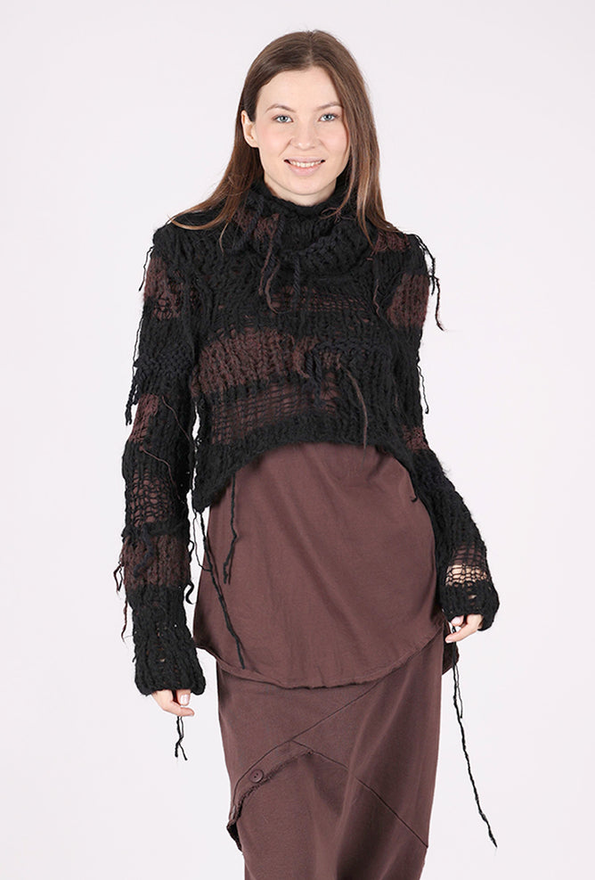 Studio B3 Kitto Hand-Knit Sweater, Black/Burgundy 