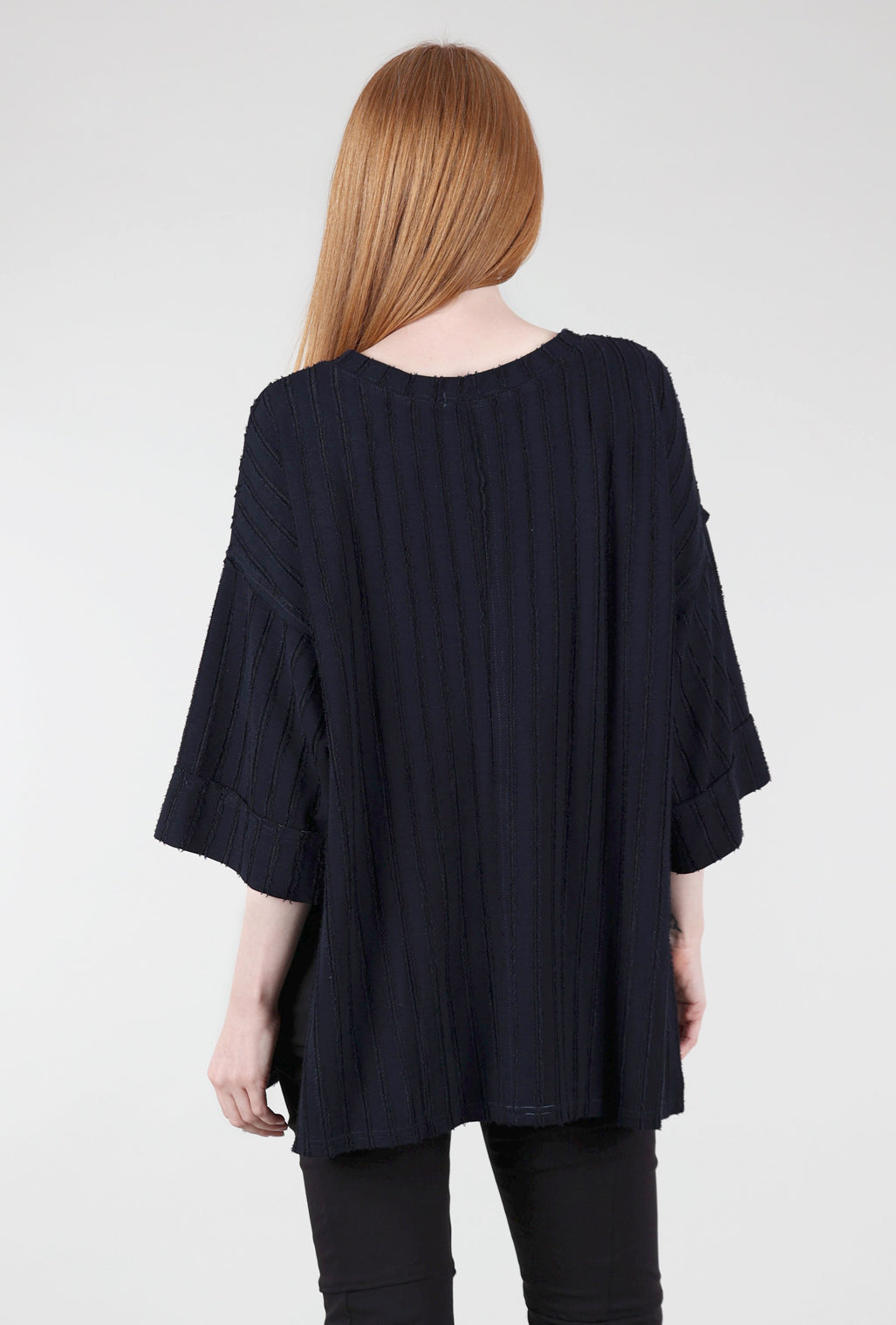 Cut Loose Frayed-Stripe Tunic, Nightsky One Size Nightsky