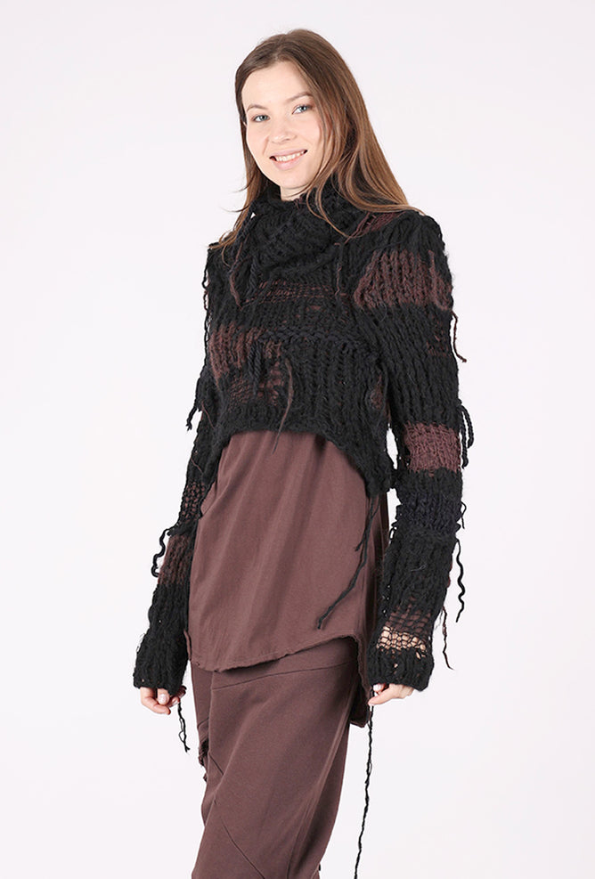 Studio B3 Kitto Hand-Knit Sweater, Black/Burgundy 