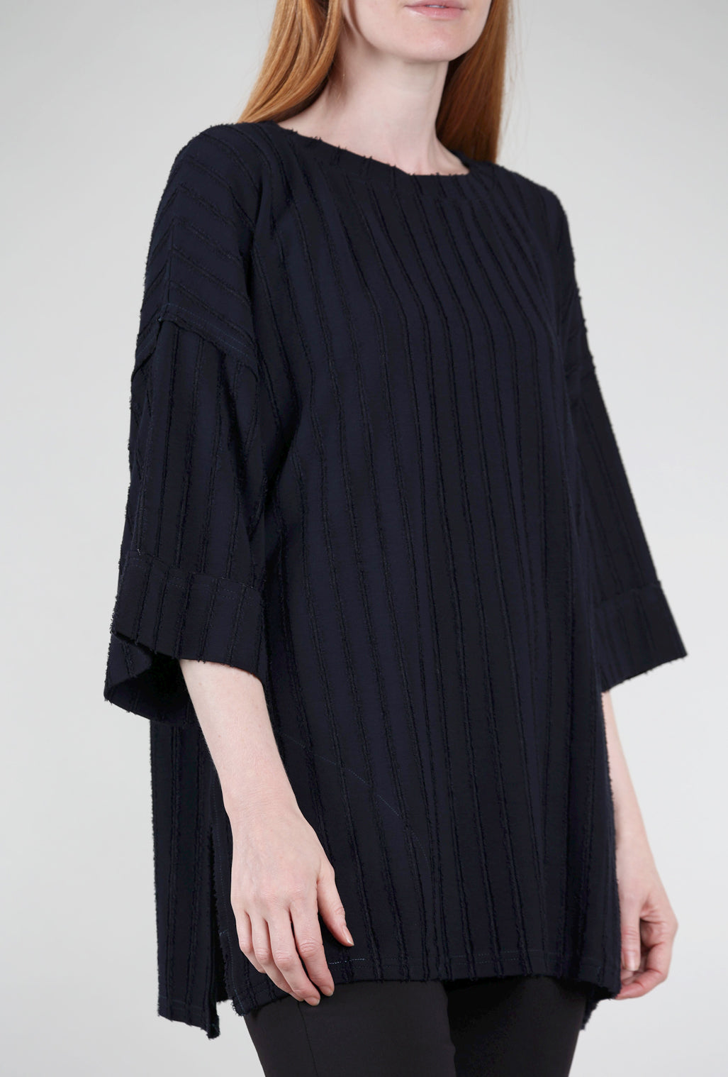 Cut Loose Frayed-Stripe Tunic, Nightsky One Size Nightsky