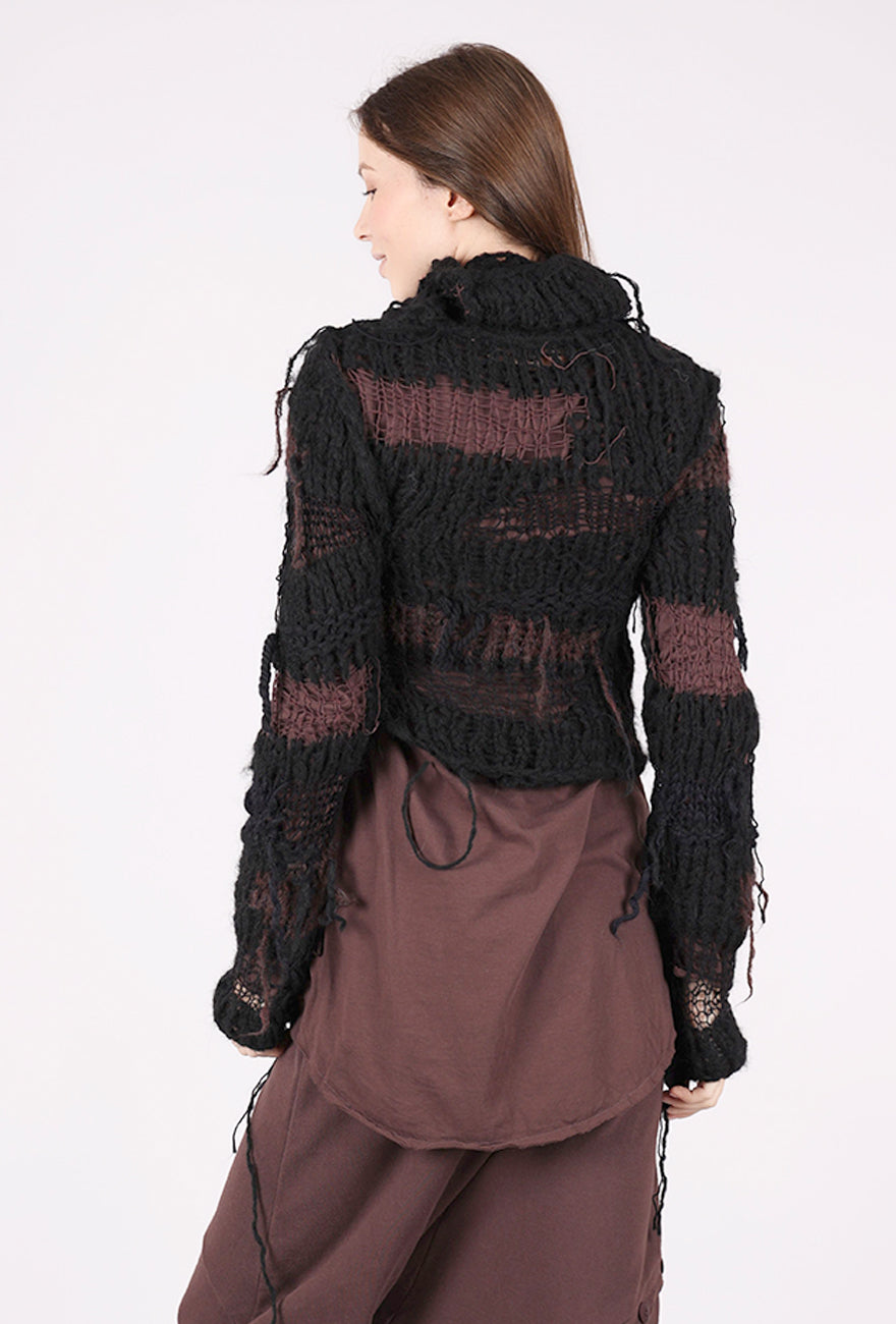 Studio B3 Kitto Hand-Knit Sweater, Black/Burgundy 