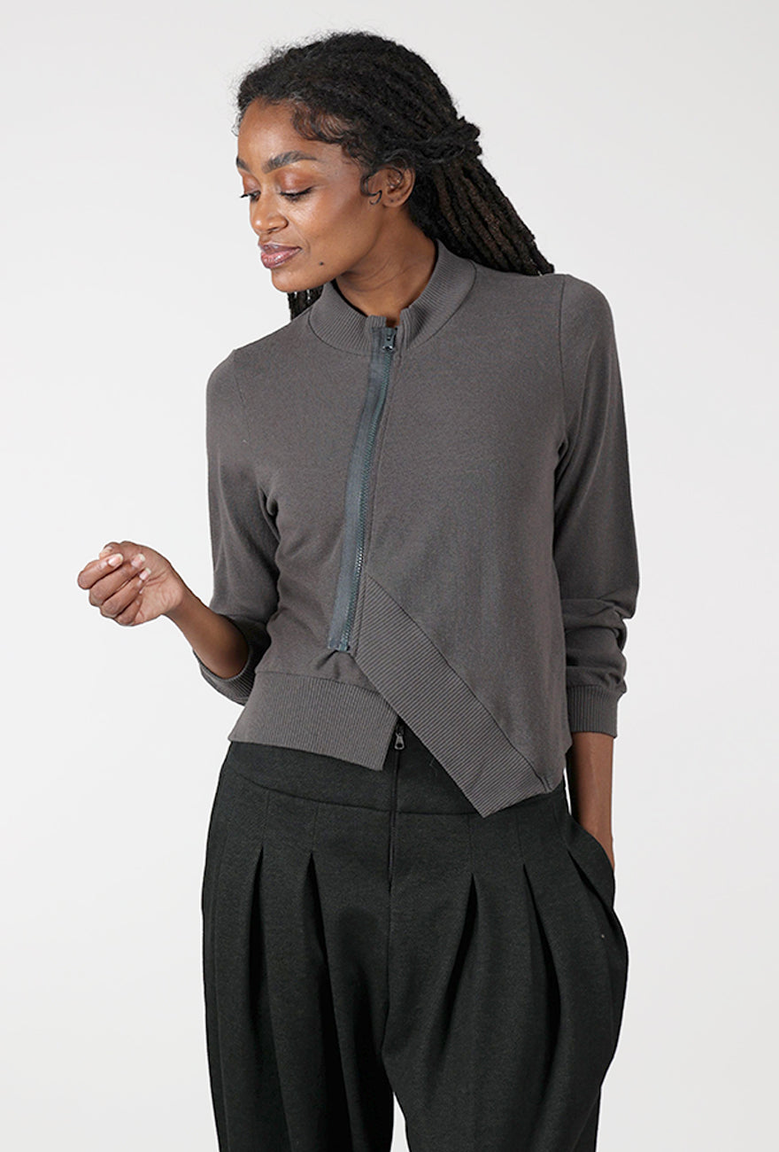 Lurdes Bergada Deep Rib Zip Top, Iron 