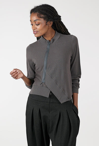 Lurdes Bergada Deep Rib Zip Top, Iron 