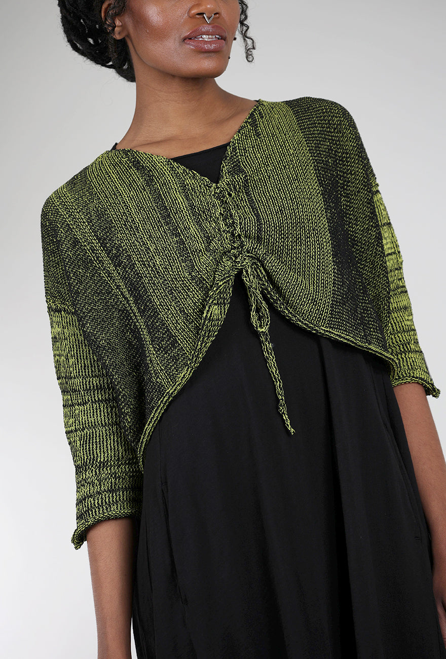 Paper Temples Ruche Tie Up Crop Sweater, Chartreuse Glow 