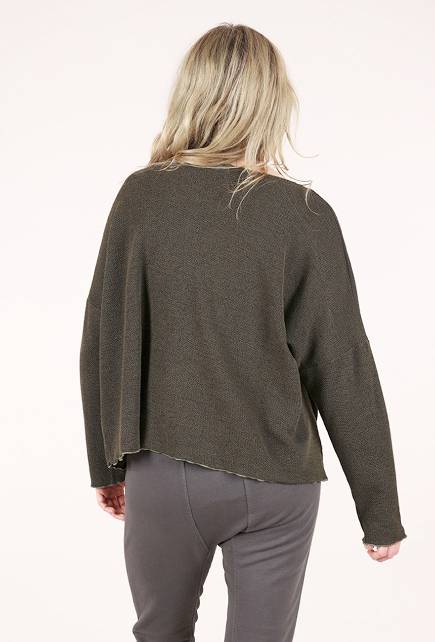 Cut Loose Speckle Knit Pocket Top, Kelp 