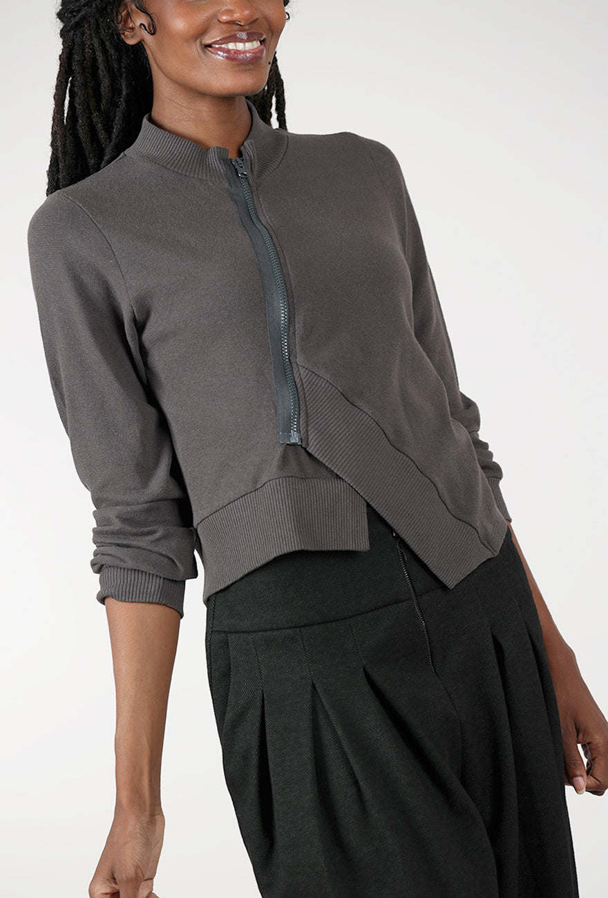 Lurdes Bergada Deep Rib Zip Top, Iron 