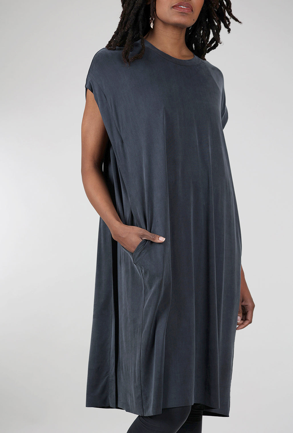 Studio B3 Clichee Cupro Tunic, Velvet Denim 