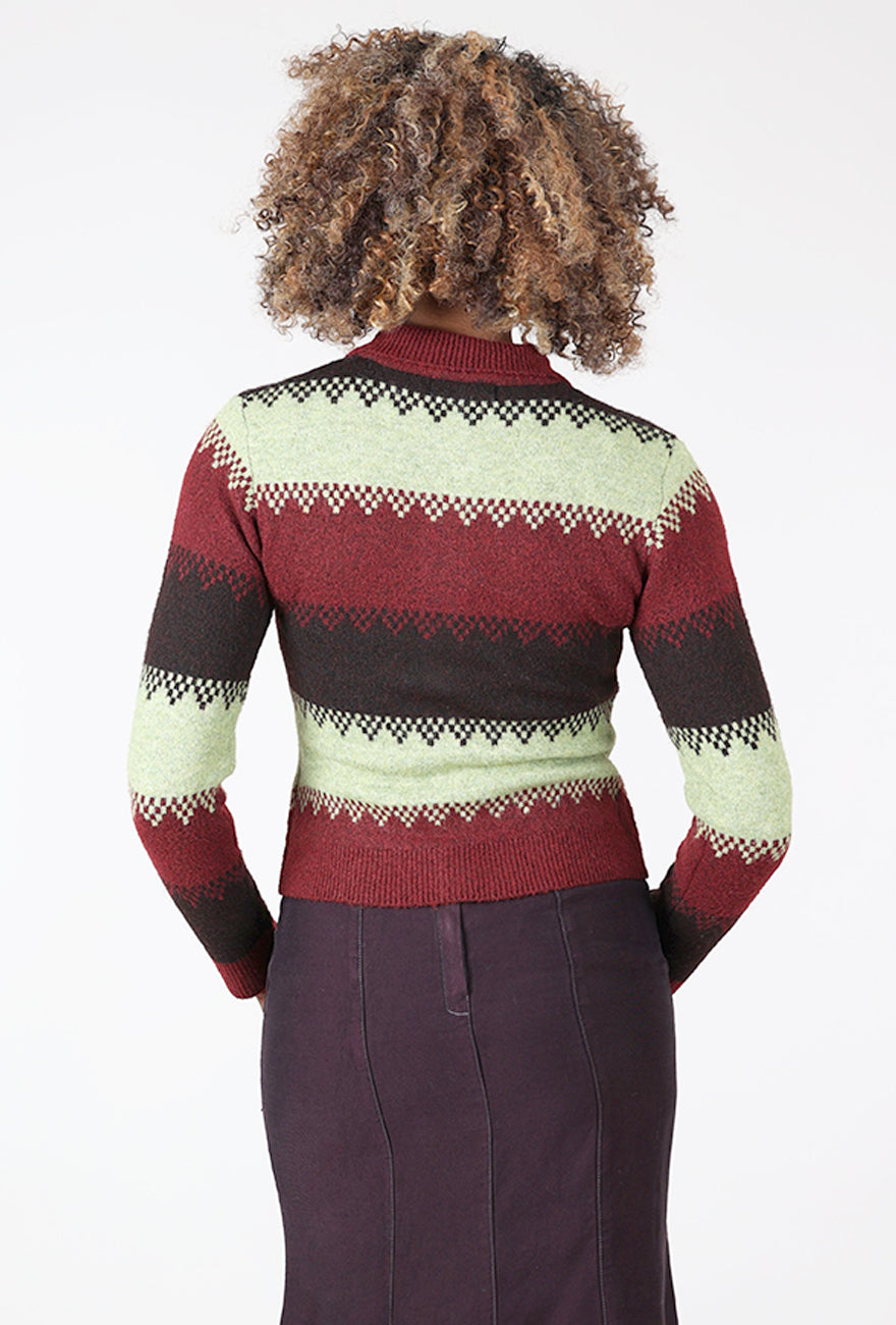 24 Colors Polo Collar Cardie, Bordeaux Mix 