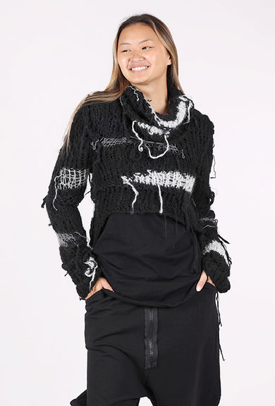 Studio B3 Kitto Hand-Knit Sweater, Black/Gray 