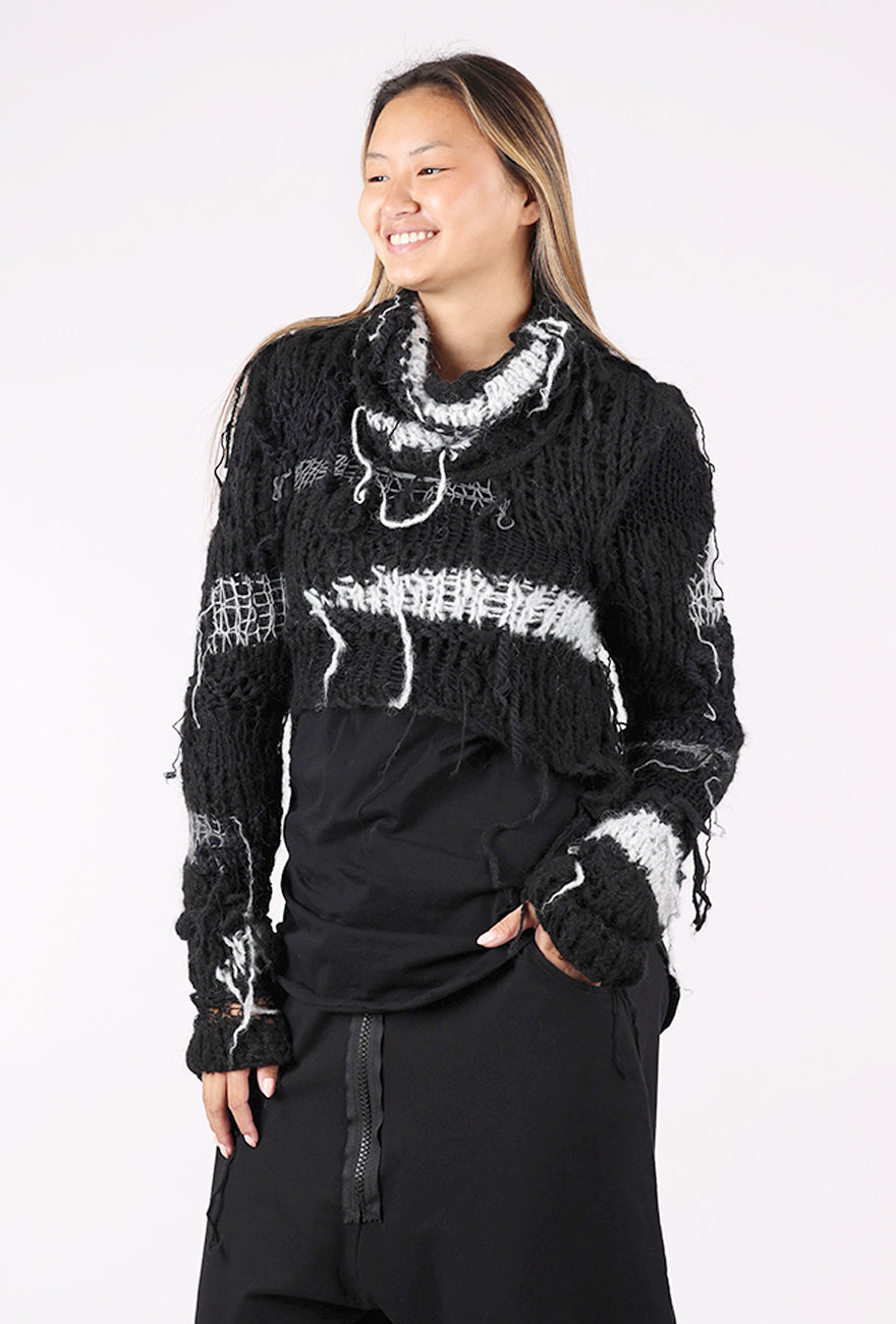 Studio B3 Kitto Hand-Knit Sweater, Black/Gray 