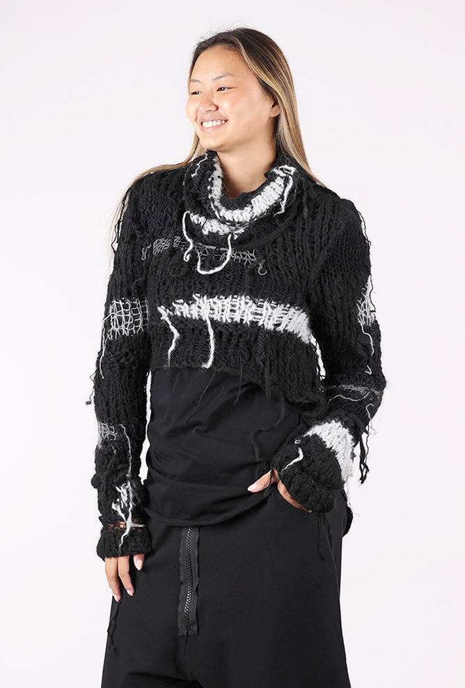 Studio B3 Kitto Hand-Knit Sweater, Black/Gray 