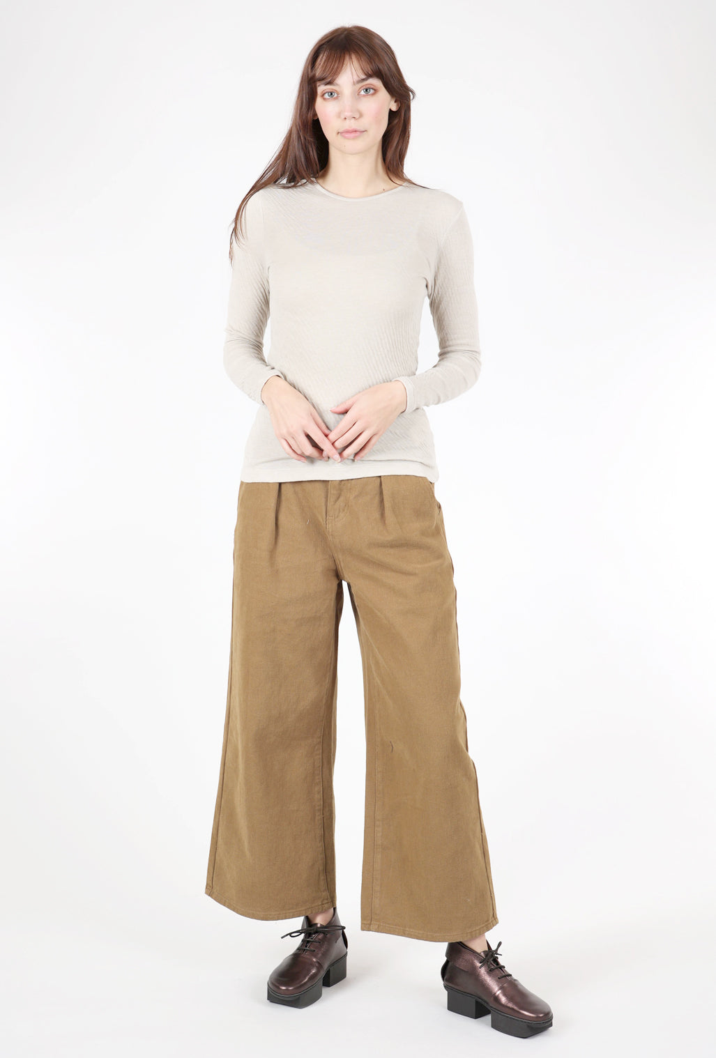 V::Room High-Soft Double-Face Crew, Khaki Sand 