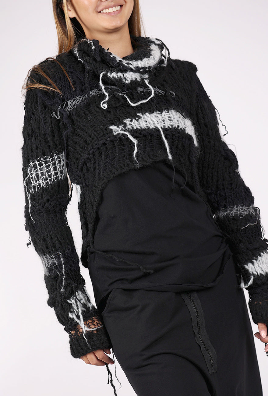 Studio B3 Kitto Hand-Knit Sweater, Black/Gray 