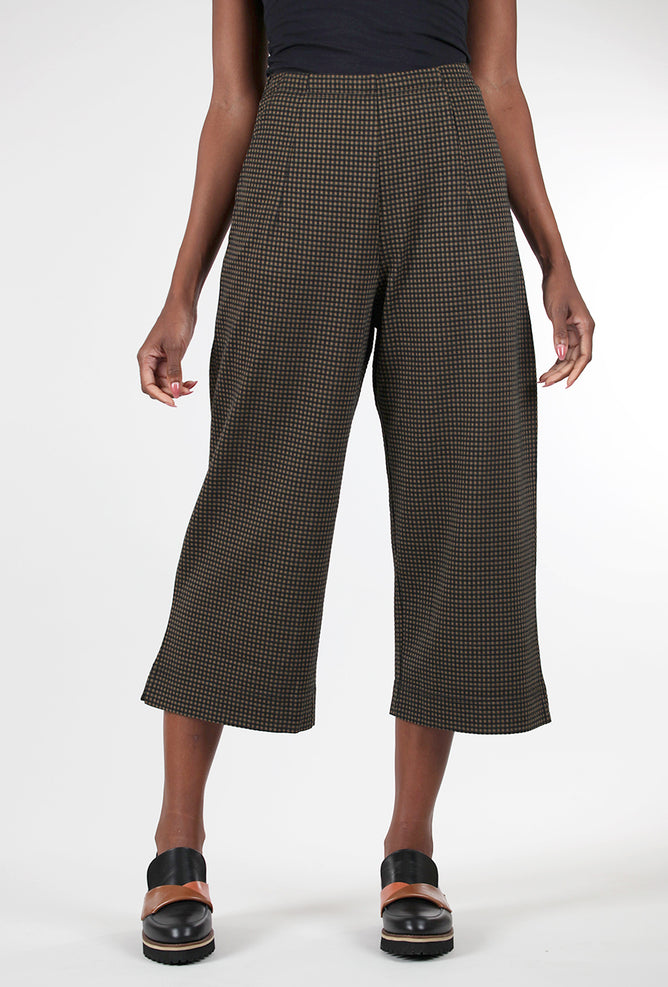 Rundholz Stretch Check Crop Trouser, Bronze 