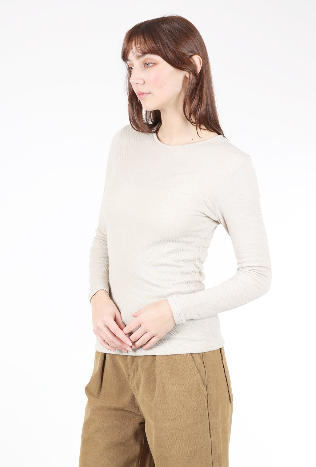 V::Room High-Soft Double-Face Crew, Khaki Sand 