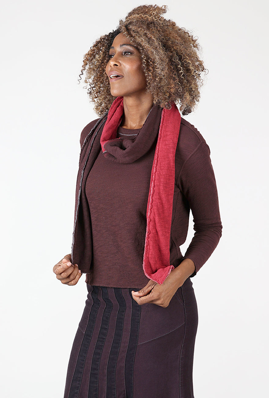 Eleven Stitch Two Tone Double Face Scarf, Pepper/Chicory 