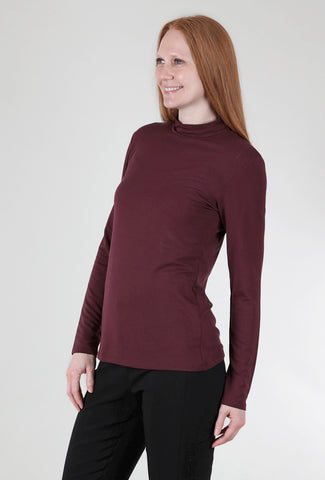 Luukaa Essential Jersey Mock Neck, Burgundy 