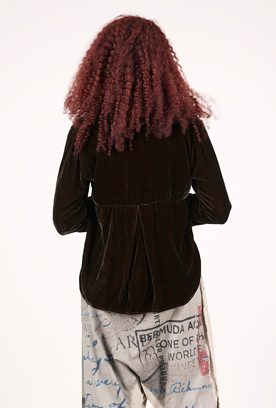 Cut Loose Velvet Easy Shirt, Kelp 