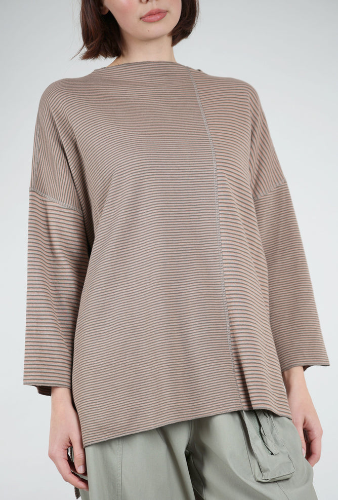 Iridium Striped Ash Top, Rose/Chocolate 