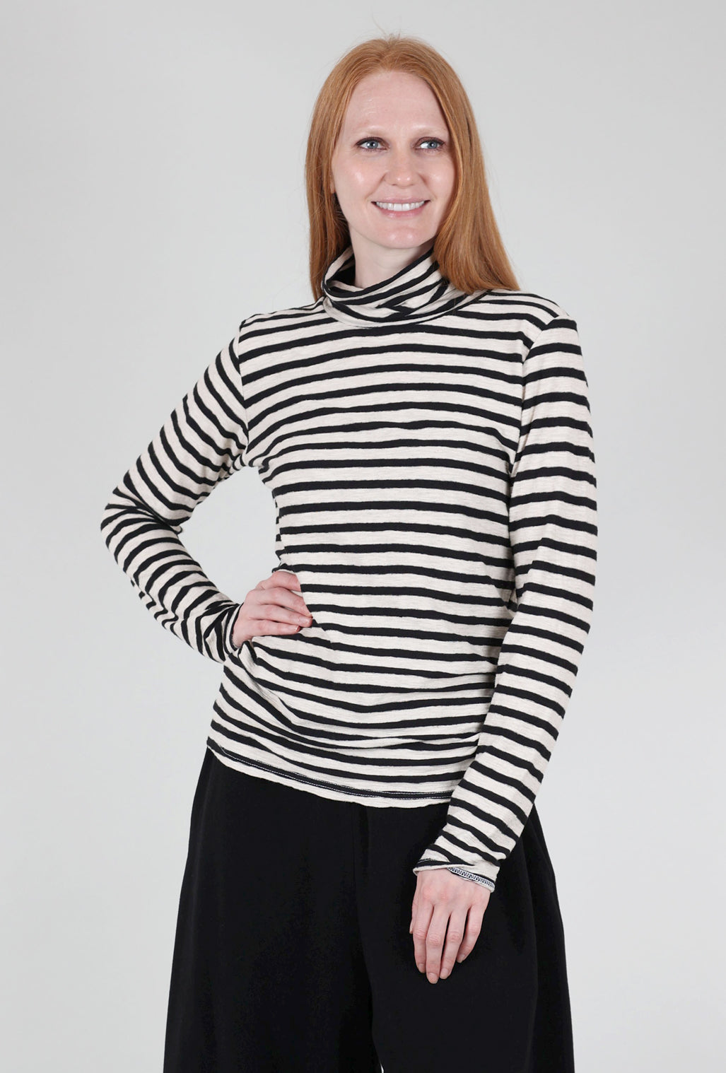 Cut Loose Natural Stripe Tneck, Laundered 