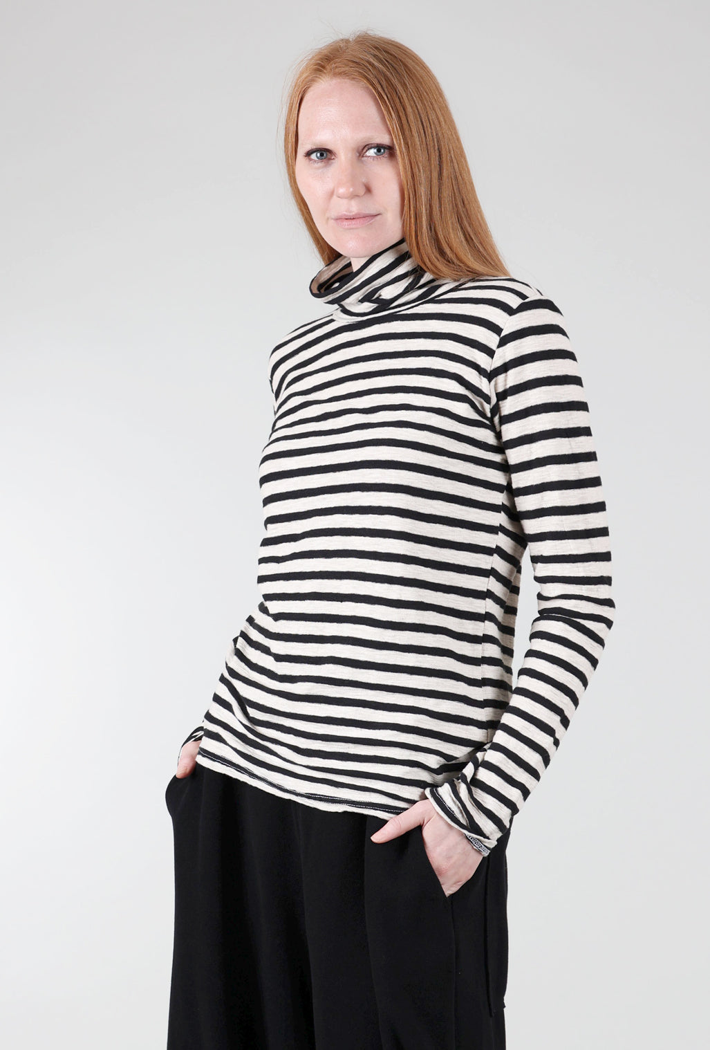 Cut Loose Natural Stripe Tneck, Laundered 