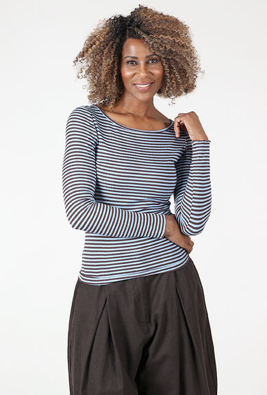 Ichi Cella Stripe Tee, Allure/Chocolate 