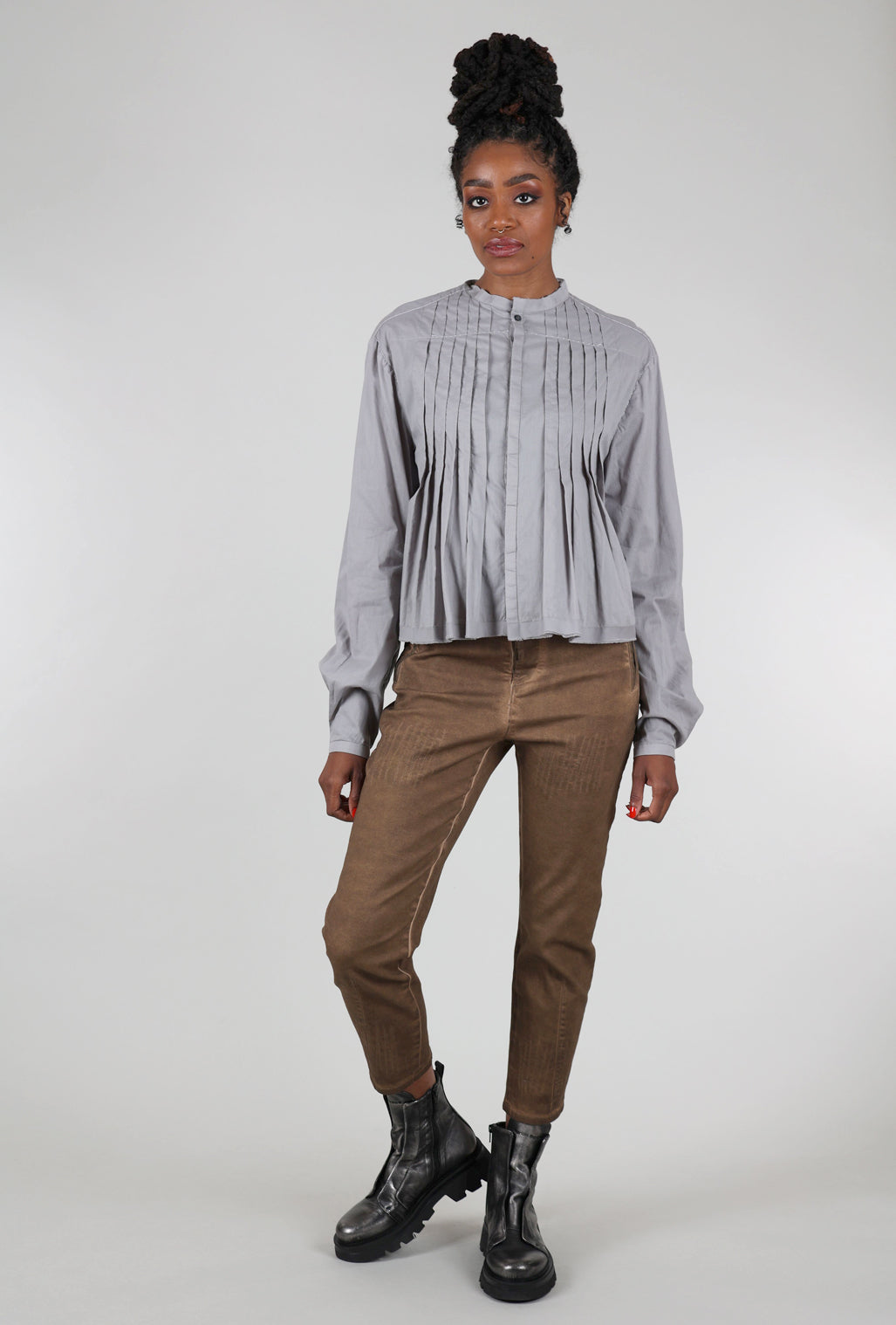 Umit Unal Flora Tuck Blouse, Cement 