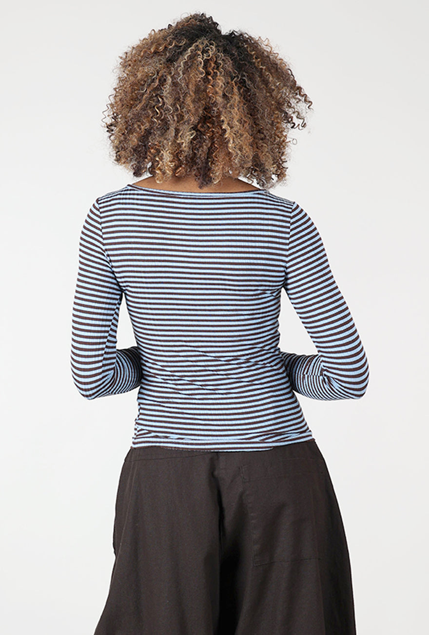 Ichi Cella Stripe Tee, Allure/Chocolate 
