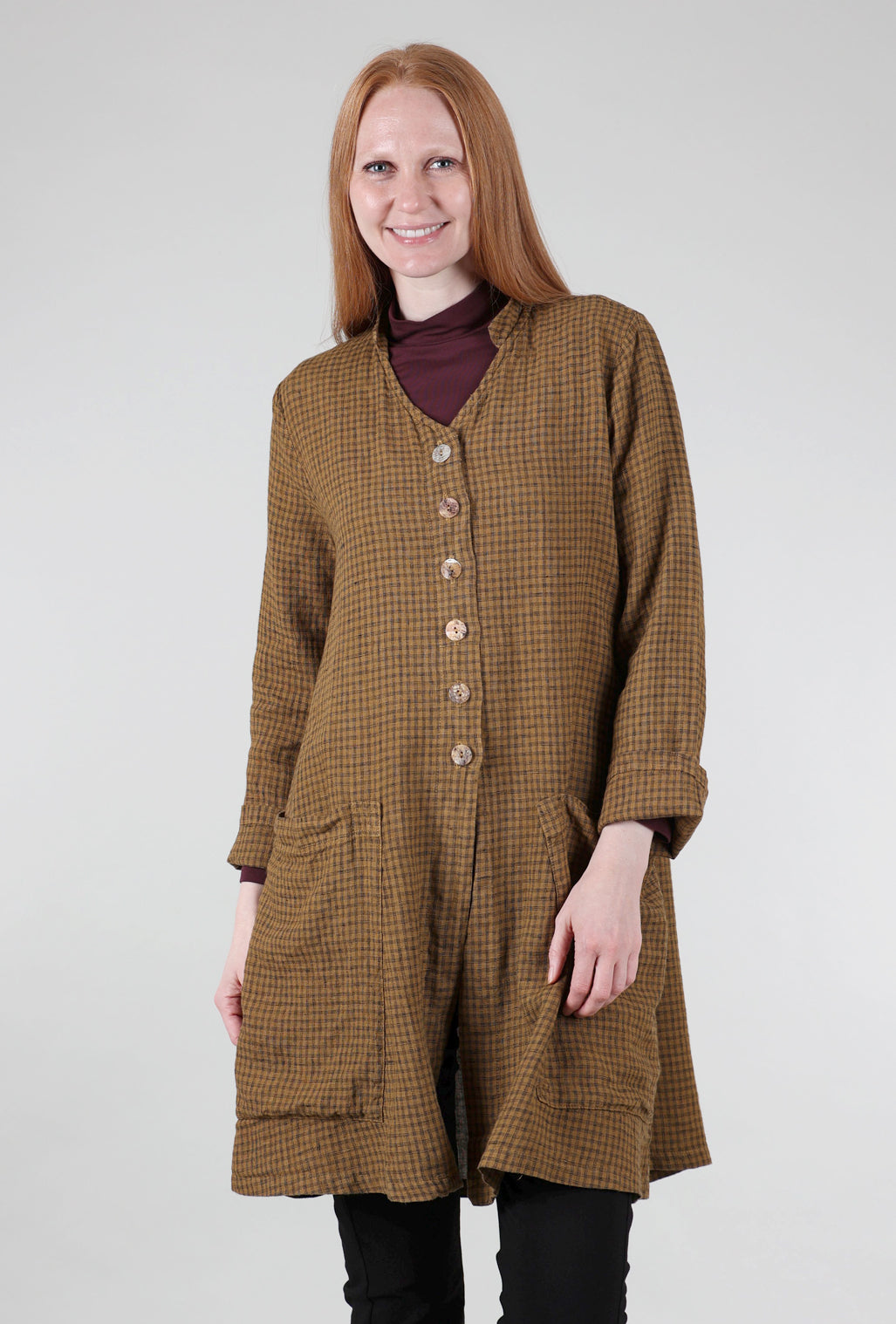 Cut Loose Morse Check Swing Coat, Brass 