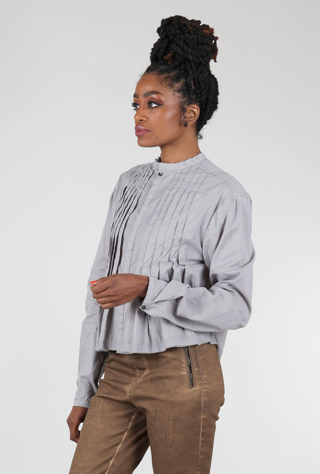 Umit Unal Flora Tuck Blouse, Cement 