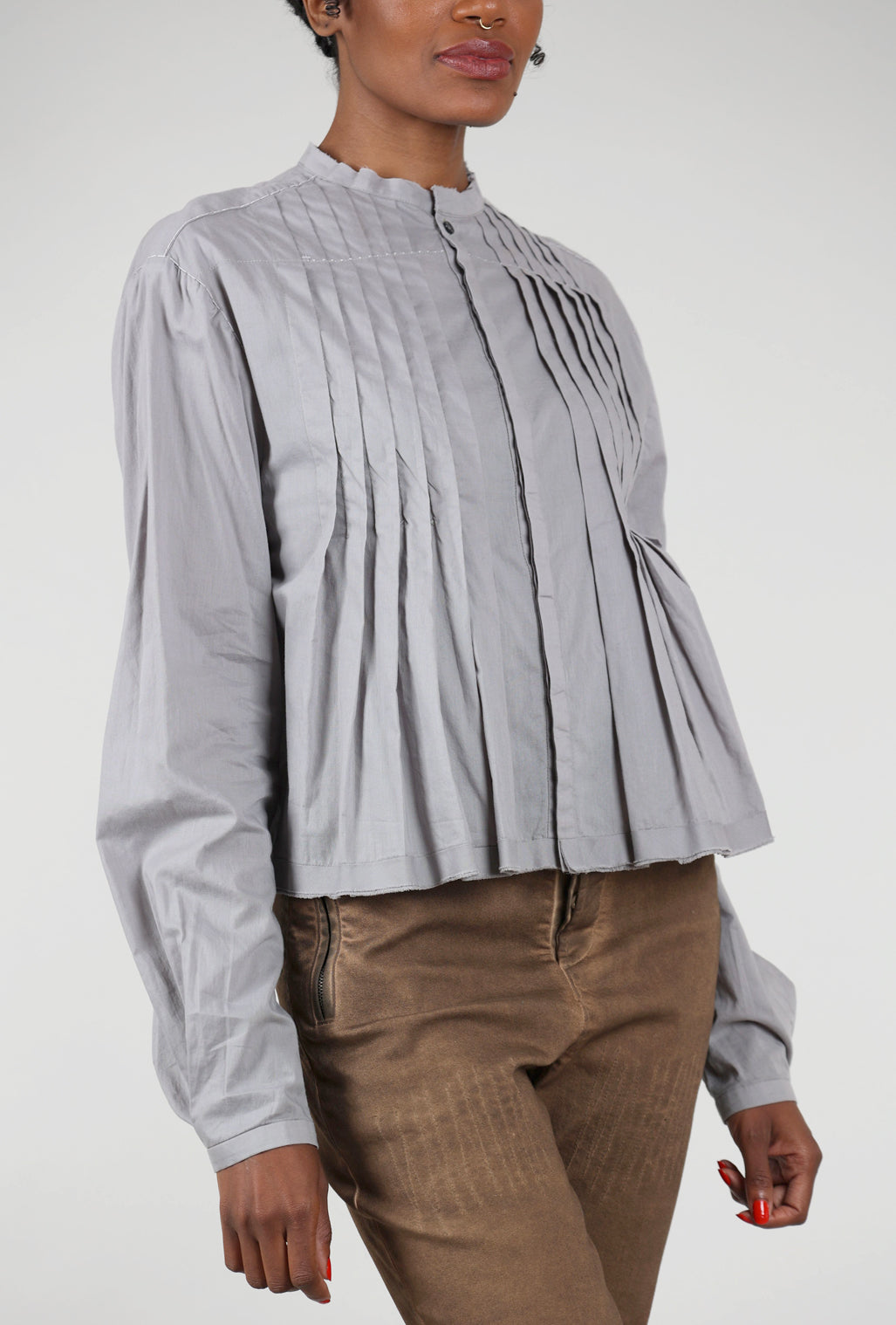 Umit Unal Flora Tuck Blouse, Cement 