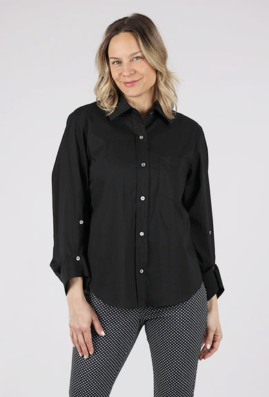 Estelle & Finn Button Sleeve Shirt, Black 