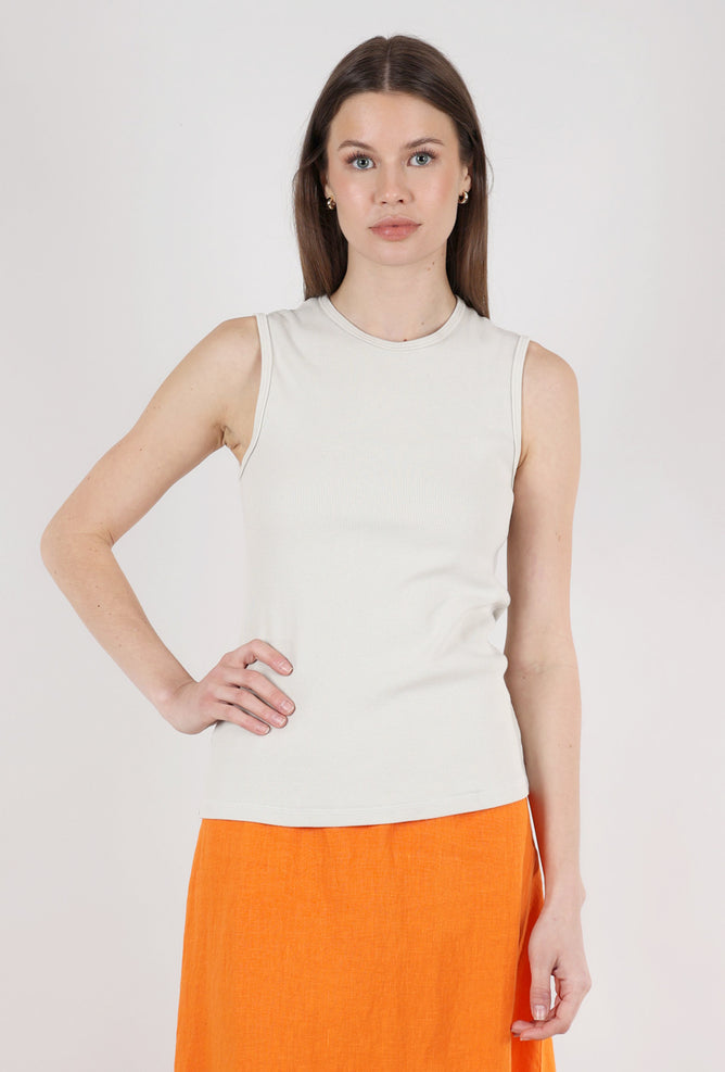 Prairie Underground Sleeveless Ribbed Crew, Oyster 