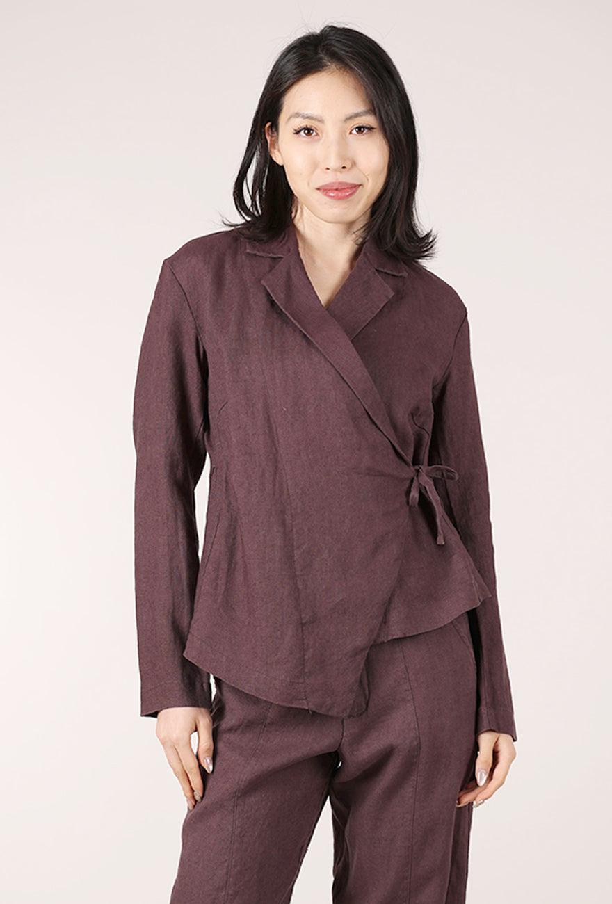 Bitte Kai Rand Linen Side Tie Blazer, Raisin 