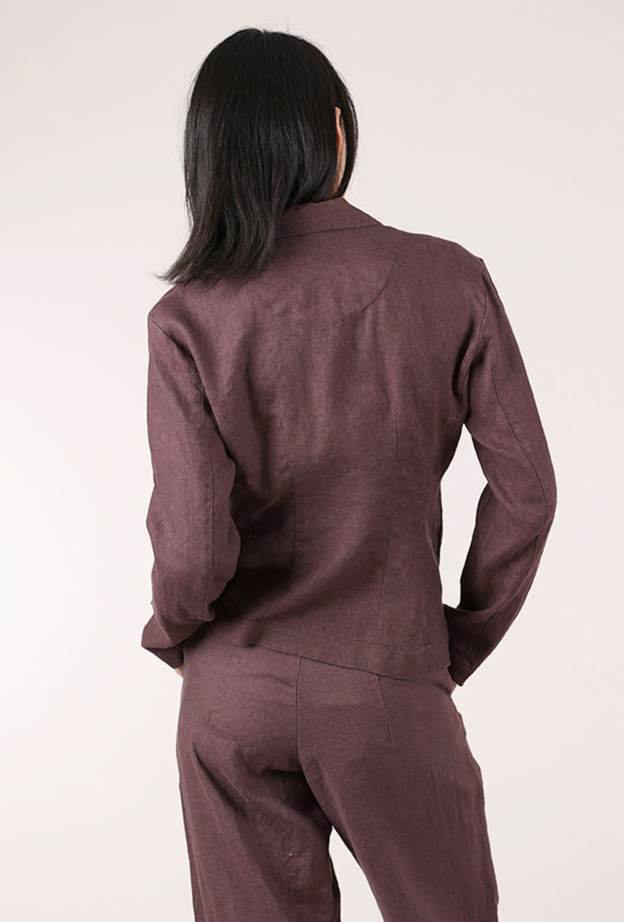 Bitte Kai Rand Linen Side Tie Blazer, Raisin 