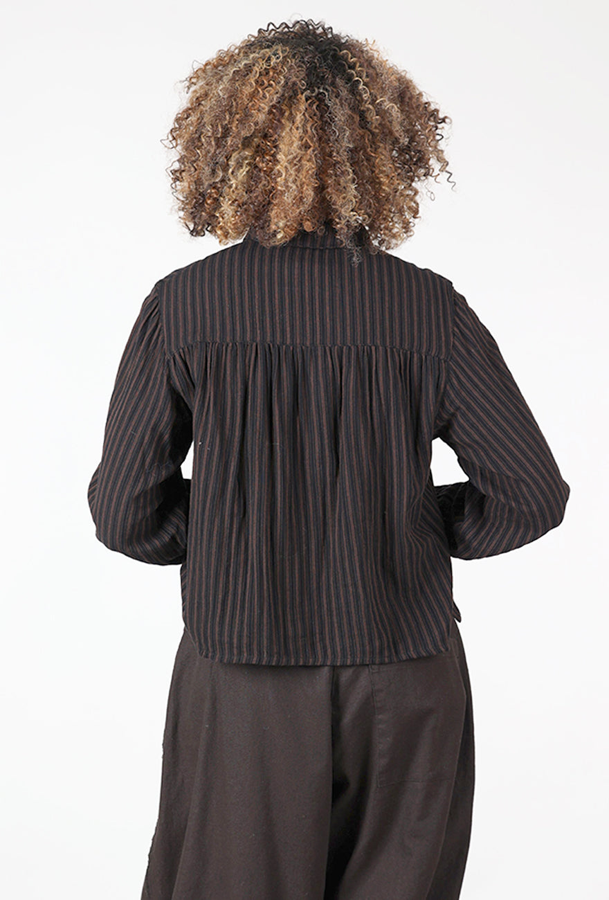 Bibico Ada Cropped Blouse, Cocoa Stripe 