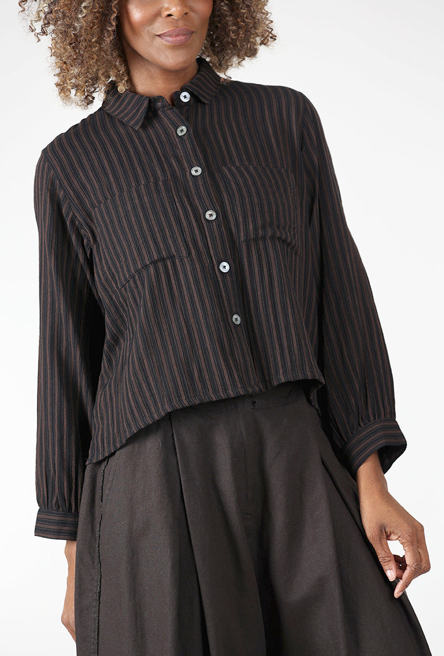 Bibico Ada Cropped Blouse, Cocoa Stripe 