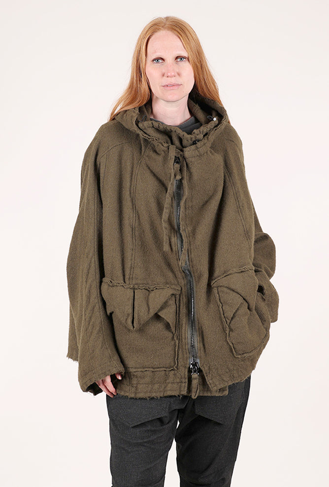 Rundholz Wool Cargo Pocket Coat, Light Pine 