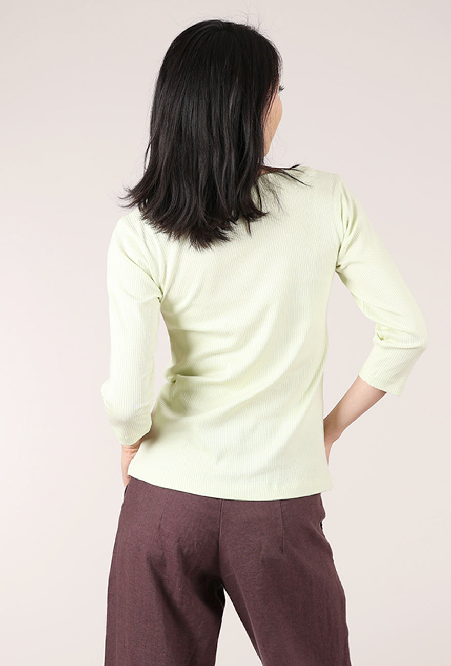 Bitte Kai Rand Boatneck Rib Top, Lime Cream 