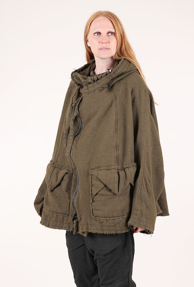 Rundholz Wool Cargo Pocket Coat, Light Pine 