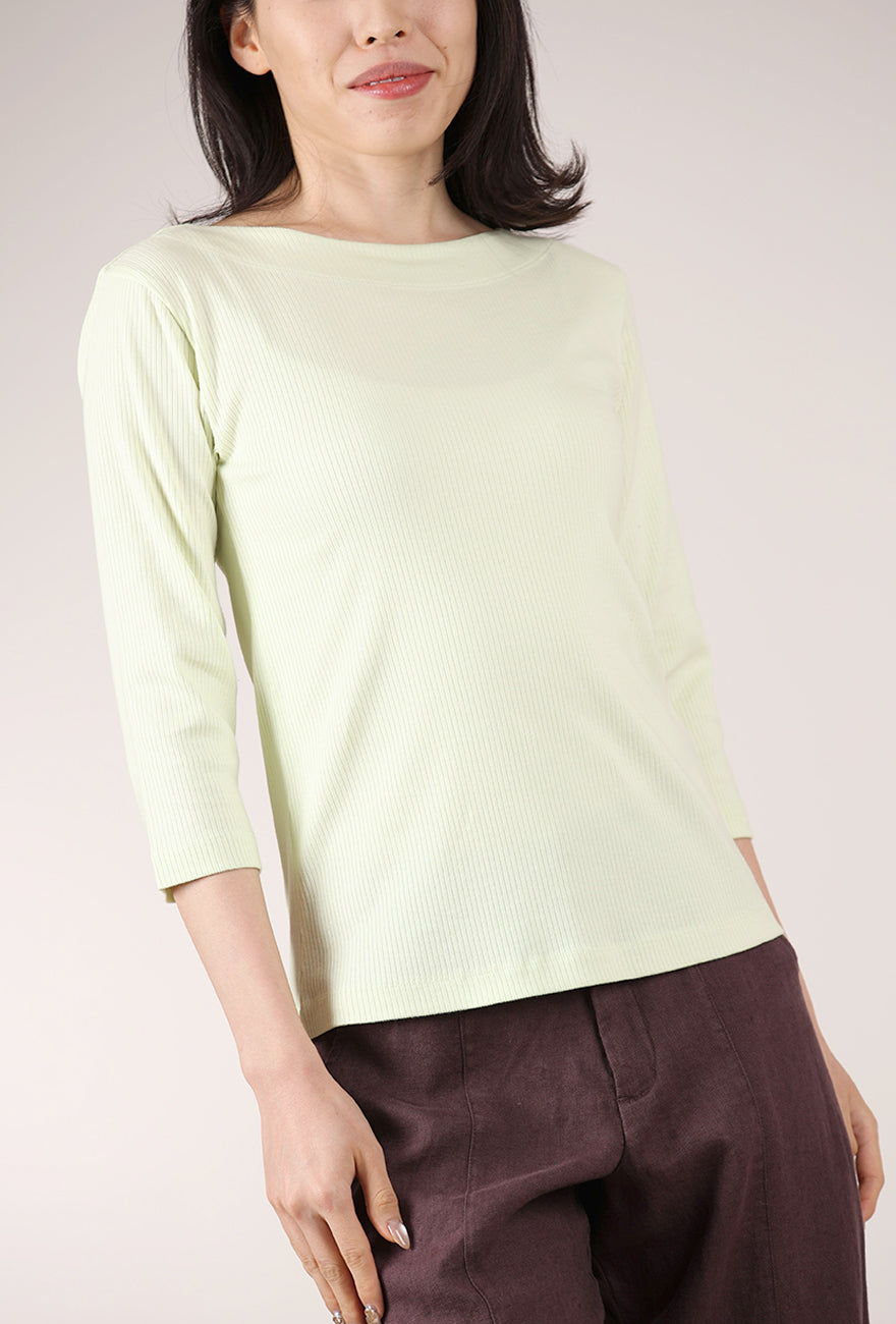 Bitte Kai Rand Boatneck Rib Top, Lime Cream 