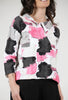 Liv Crinkle Snap-Placket Pullover, Pink/Black 