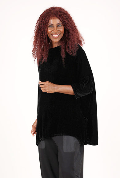 Cut Loose Velvet Oversize Pullover, Black 