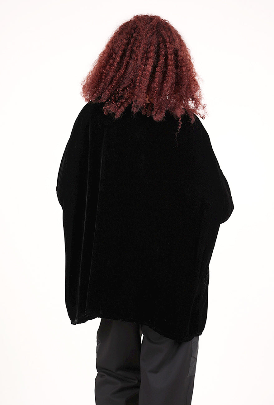 Cut Loose Velvet Oversize Pullover, Black 