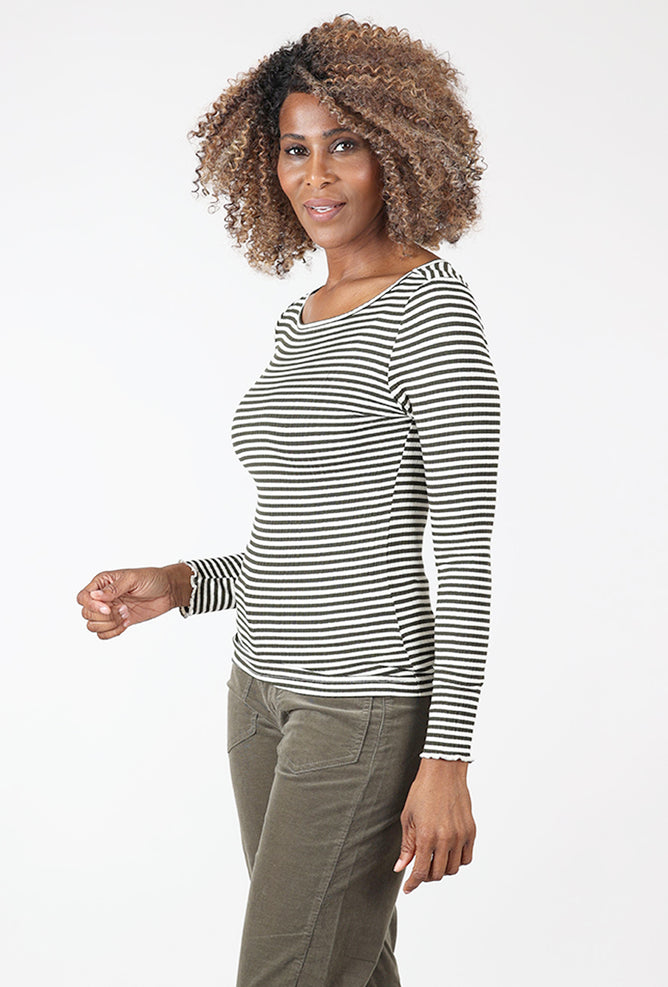 Ichi Cella Stripe Tee, Rosin/Birch 