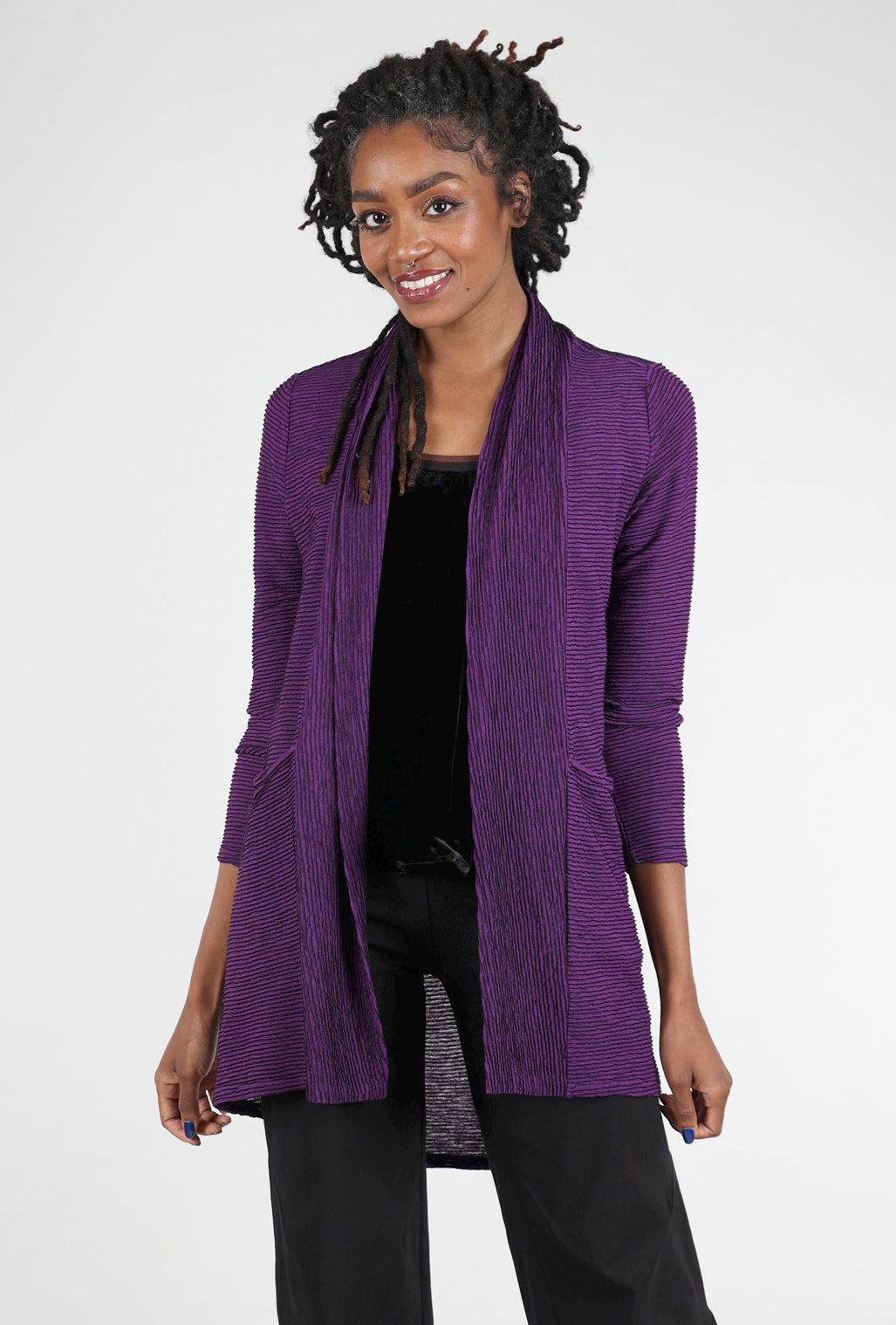 Liv Arty Stripe Swing Cardie, Amethyst 