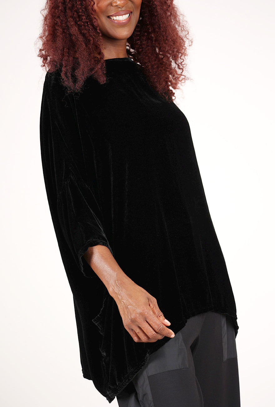 Cut Loose Velvet Oversize Pullover, Black 