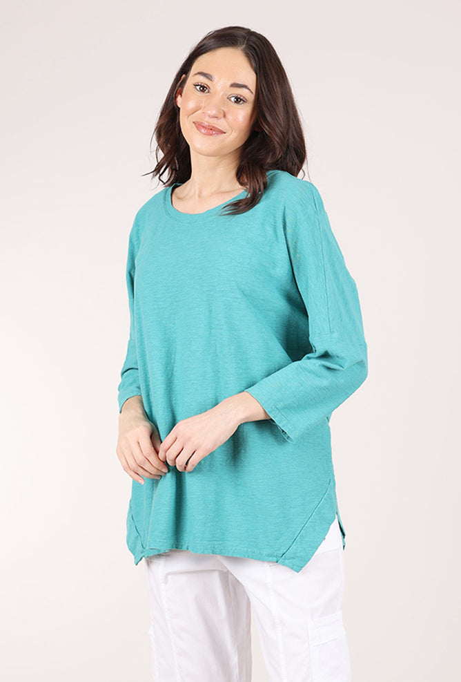 Linen-Cotton Boxy Top, Riviera